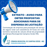 EXTRATO - AVISO PARA OBTER PROPOSTAS ADICIONAIS PARA DE DISPENSA DE LICITAÇÃO