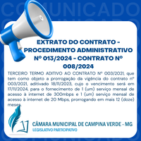 EXTRATO DO CONTRATO - PROCEDIMENTO ADMINISTRATIVO Nº. 013/2024 - CONTRATO Nº. 008/2024