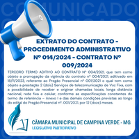 EXTRATO DO CONTRATO - PROCEDIMENTO ADMINISTRATIVO Nº. 014/2024 - CONTRATO Nº. 009/2024