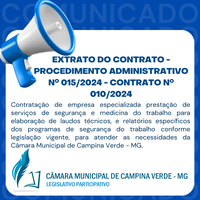 EXTRATO DO CONTRATO - PROCEDIMENTO ADMINISTRATIVO Nº. 015/2024 - CONTRATO Nº. 010/2024 