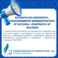 EXTRATO DO CONTRATO - PROCEDIMENTO ADMINISTRATIVO Nº. 017/2024 - CONTRATO Nº. 013/2024